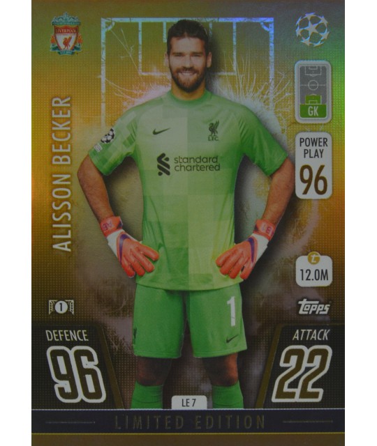 Topps Match Attax Champions League 2021/2022 GOLD Limited Edition Alisson Becker (Liverpool)